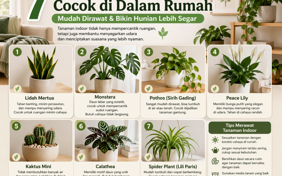 7 Tanaman yang Cocok di Dalam Rumah dan Mudah Dirawat